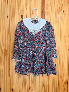 Peaches N Cream Floral Dress with Lace Collar